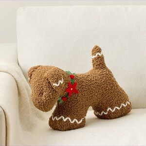 New Pottery Barn Cozy Faux Fur Dog Spice Gingerbread Pillow Collection, 11 x 17”